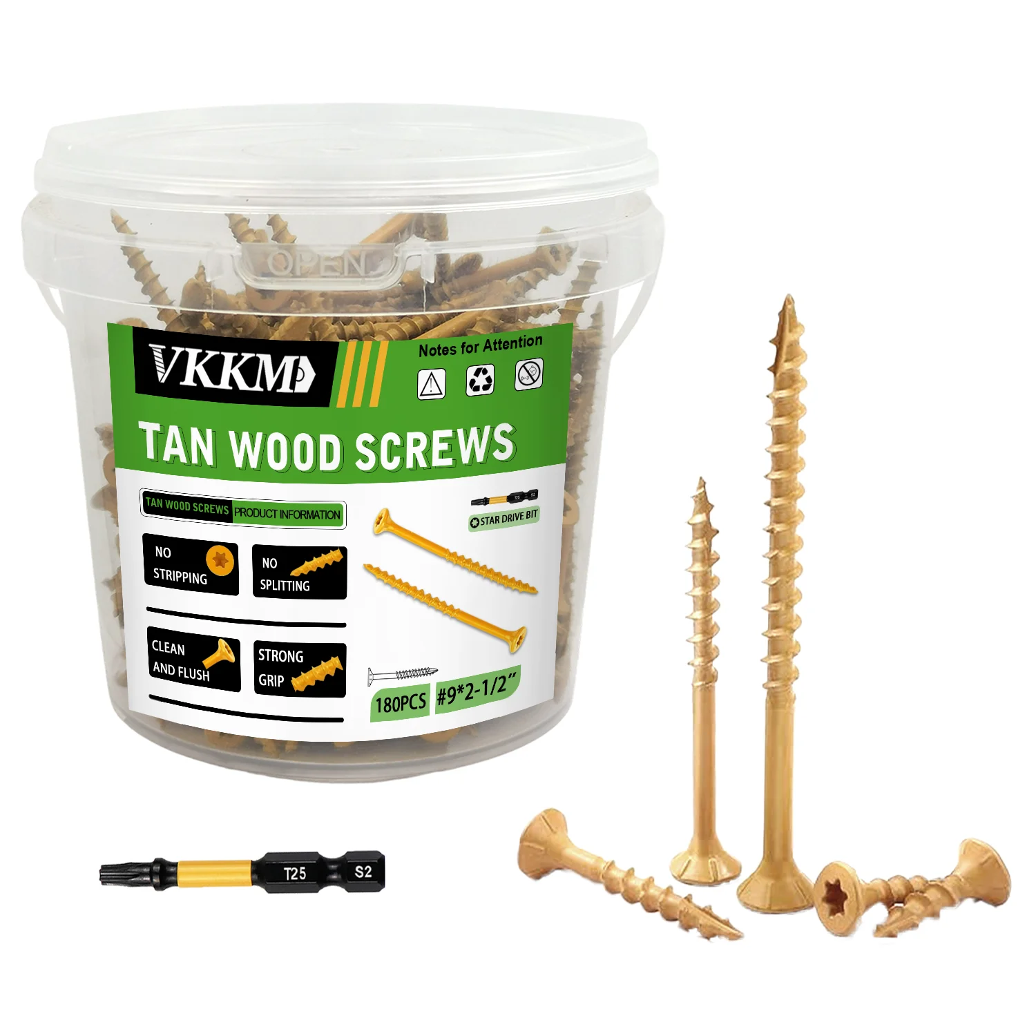 

VKKM Marine Grade #9×2-1/2" Wood Screws C4 Anti-Corrosion | Dock, Boardwalk, Coastal Projects Free T25 Bit
