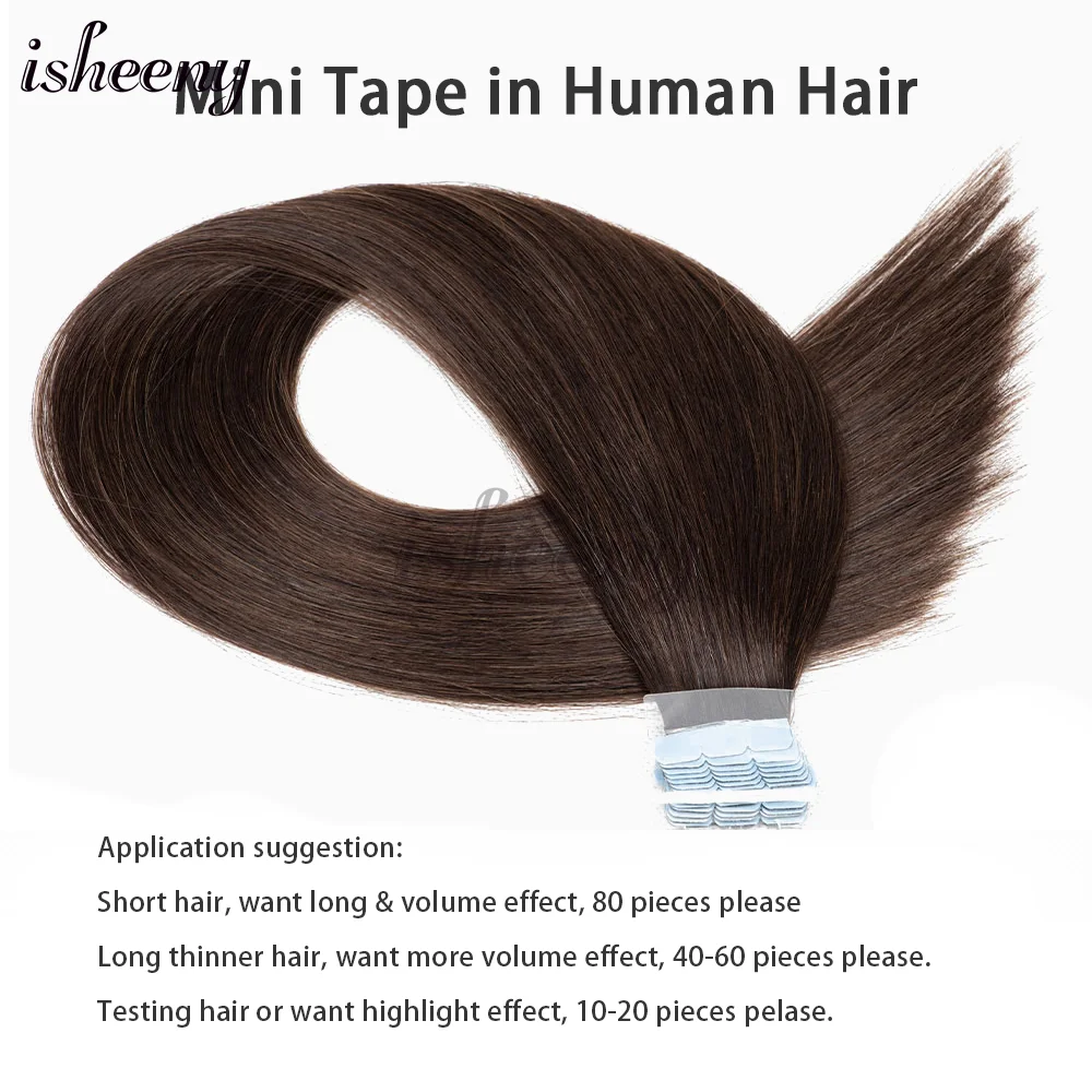 Mini Tape in Human Hair Extensions Machine Remy Adhesive Seamless Tape In Hair Straight Hair Extensions 10pcs/pack 12-24 Inches
