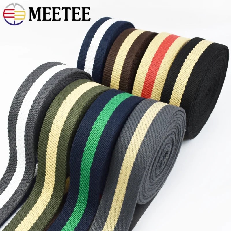 

2/5Meters 38mm Cotton Stripe Webbing Strap Shoulder Bag Straps Decorative Braid Ribbon Pet Collar Safety Band Sewing Accessories