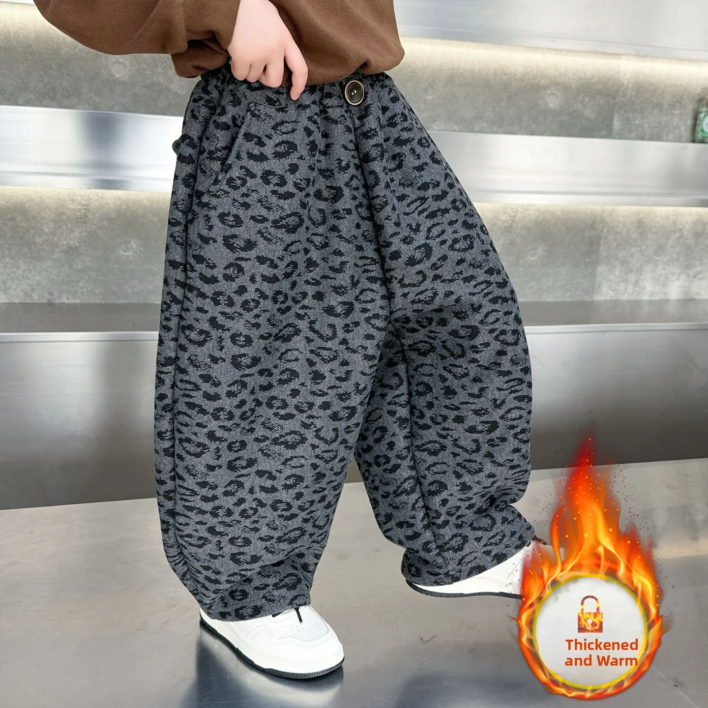 

Детские повседневные брюки в клетку Thiened на осень-зиму, на флисовой подкладке, модные длинные брюки прямого кроя из хлопка для мальчиков