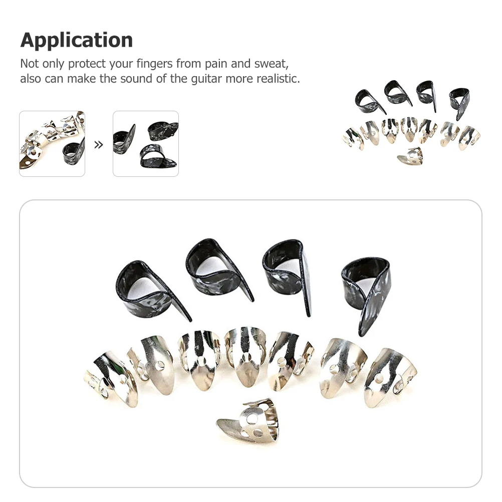 

12pcs Stainless Steel Finger Picks Durable Guitar Accessories Lightweight Protectors For Thumb Practice Thumb finger pick Guitar