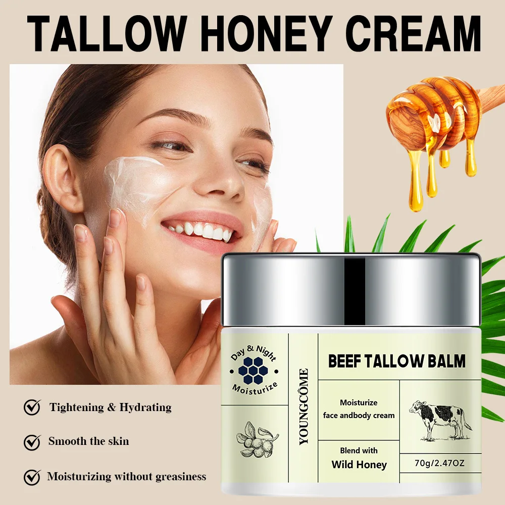 Beef Tallow Balm Face Cream Moisturiser Facial Anti Aging Whitening Skin Care Repair Fade Fine Lines Wrinkle Remover Face Cream