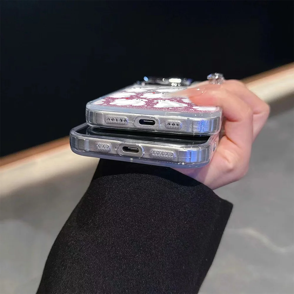 귀여운 눈사람 도금 투명 폰 케이스 (OPPO Reno2 Reno4 Reno5 Reno6 Reno8 Reno11 Reno12 Reno13 Z T F Pro 4G 5G 용)