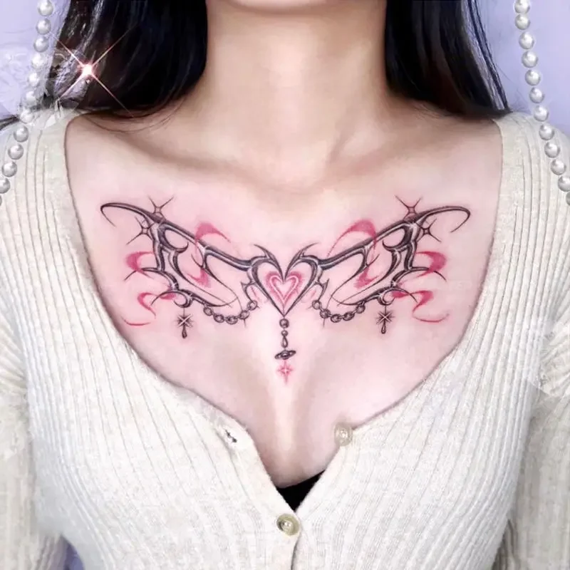 Succubus Tatoo Sticker Lasting Fake Tattoo for Woman Cartoon Heart Sexy Faux Temporary Tattoo Art Butterfly Waterproof Tatuajes