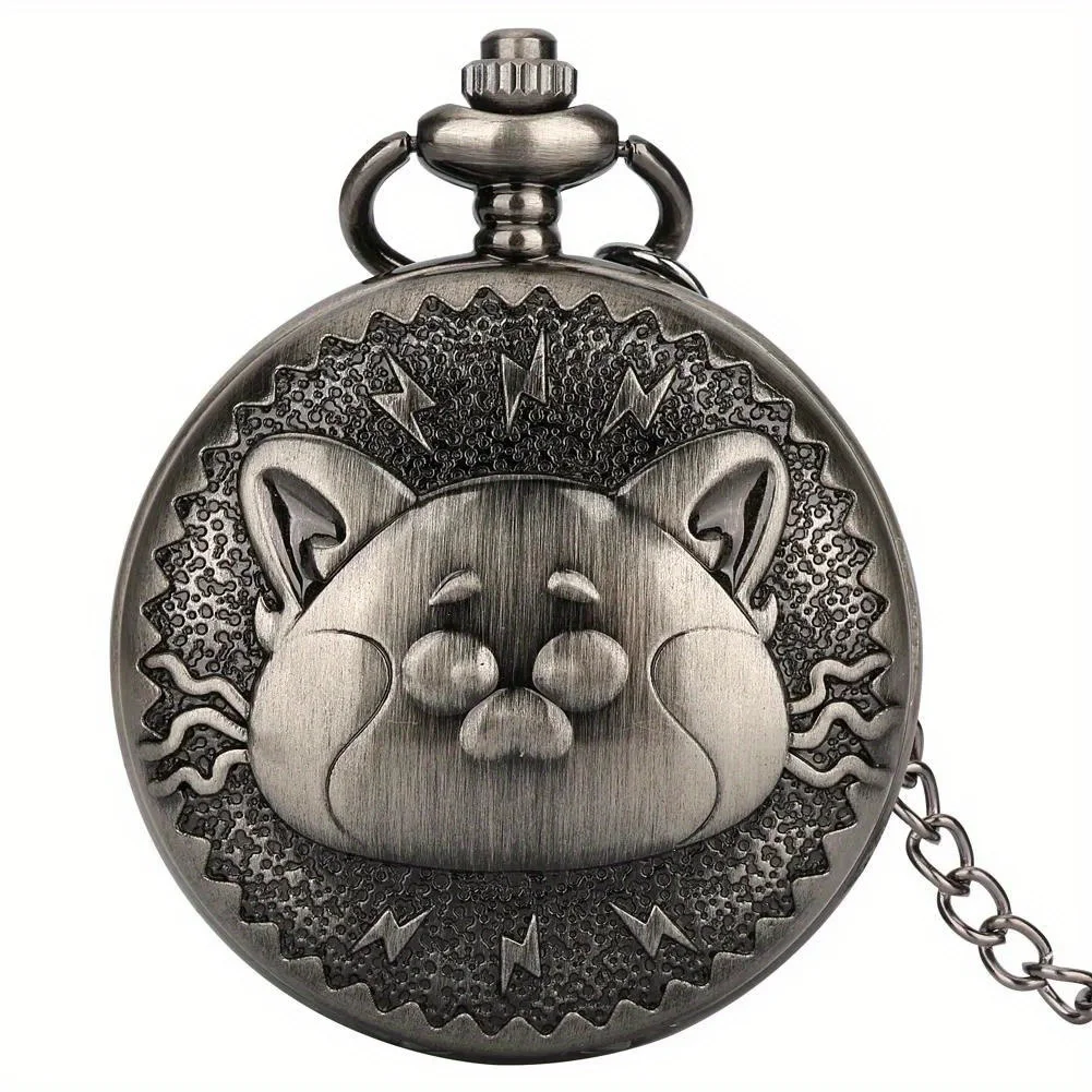Cute Flip Arabic Numerals Face Vintage Pocket Watch Pendant Watch Chain Watch Student Exam Large Quartz