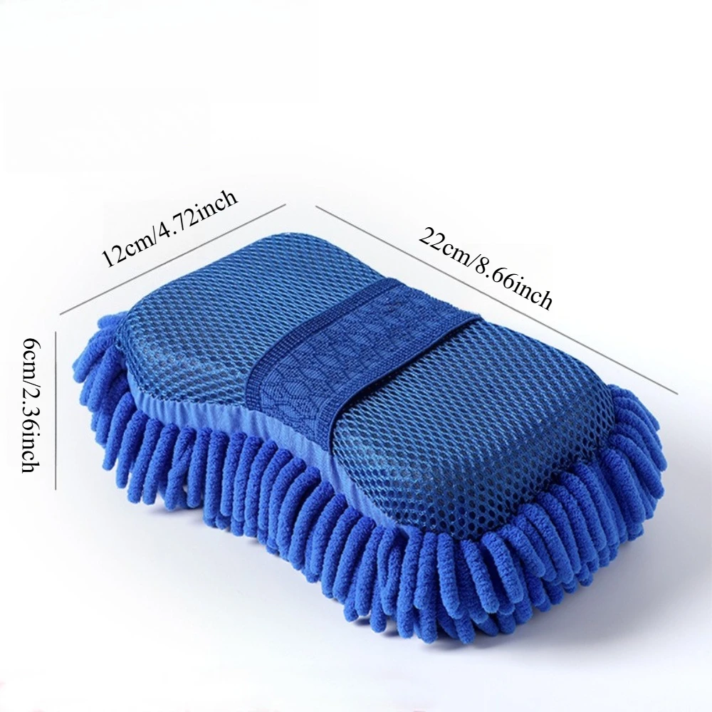 1pc Blue Microfiber Window Cleaning Mitt Long Bristle Car Wash Glove Soft Scratch-Free Glass Scrubber for Auto Detailing Shower Doors Home Windows & Household Cleaning