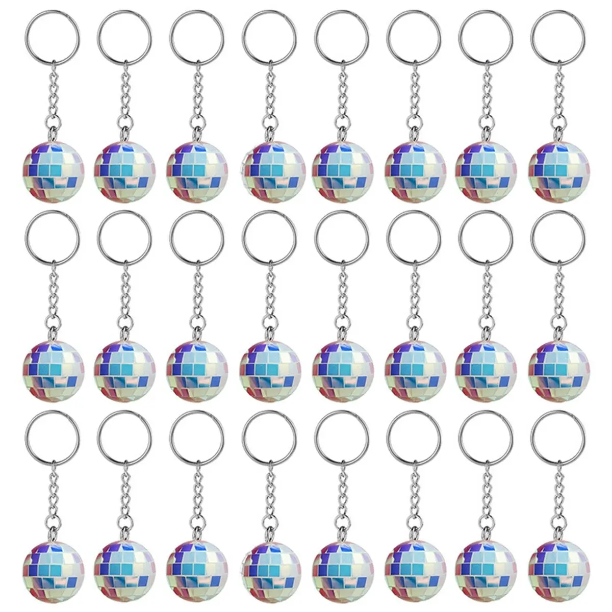 HITL 24 Pcs Mirror Disco Ball Keychains Bulk Mini 70s Disco Keychains 1970s Disco Accessories for Disco Partys Supplies