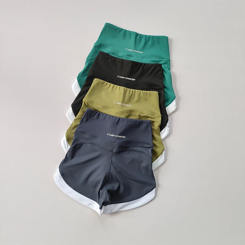 Hochgeschnittene Kontrast-Sportshorts für Damen-Fitness im Sommer, Rote Yoga-Dreiteiler-Hose, Atmungsaktiv und Lässig Tragbar – Detail 14