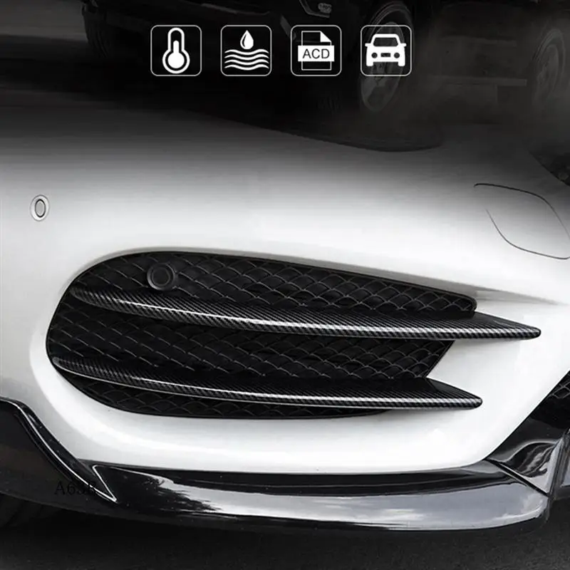 

AR-4Pc Front Bumper Lip Splitter Trim Strips Fog Lights Grille Spoiler For Mercedes Benz C Class W205 2015-2019 C180 C200