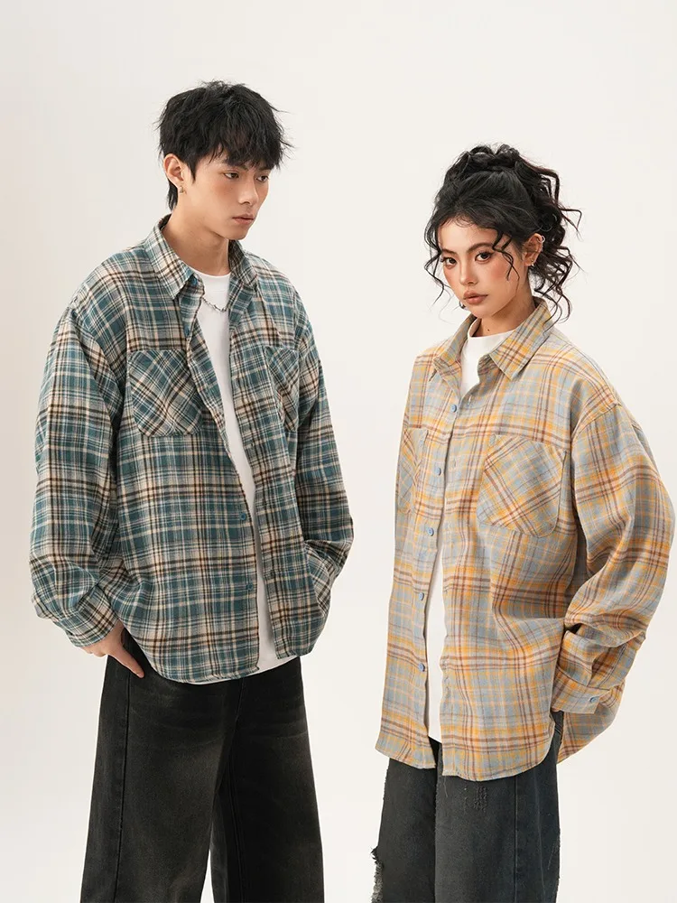 قميص رجالي كبير الحجم مستوحى من Y2k بأكمام طويلة وجيوب مزدوجة مقصوصة مناسب للجنسين ملابس الشارع الحضرية على الموضة #2