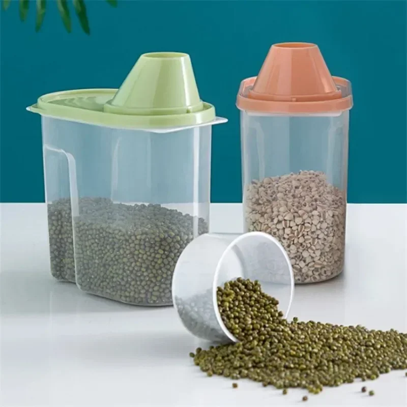 2.5L Plastic Sealed Gar Portable Multifunctional Grain Dispenser Rice Container Dry Fruit Snack Storage Box Kitchen Organizers