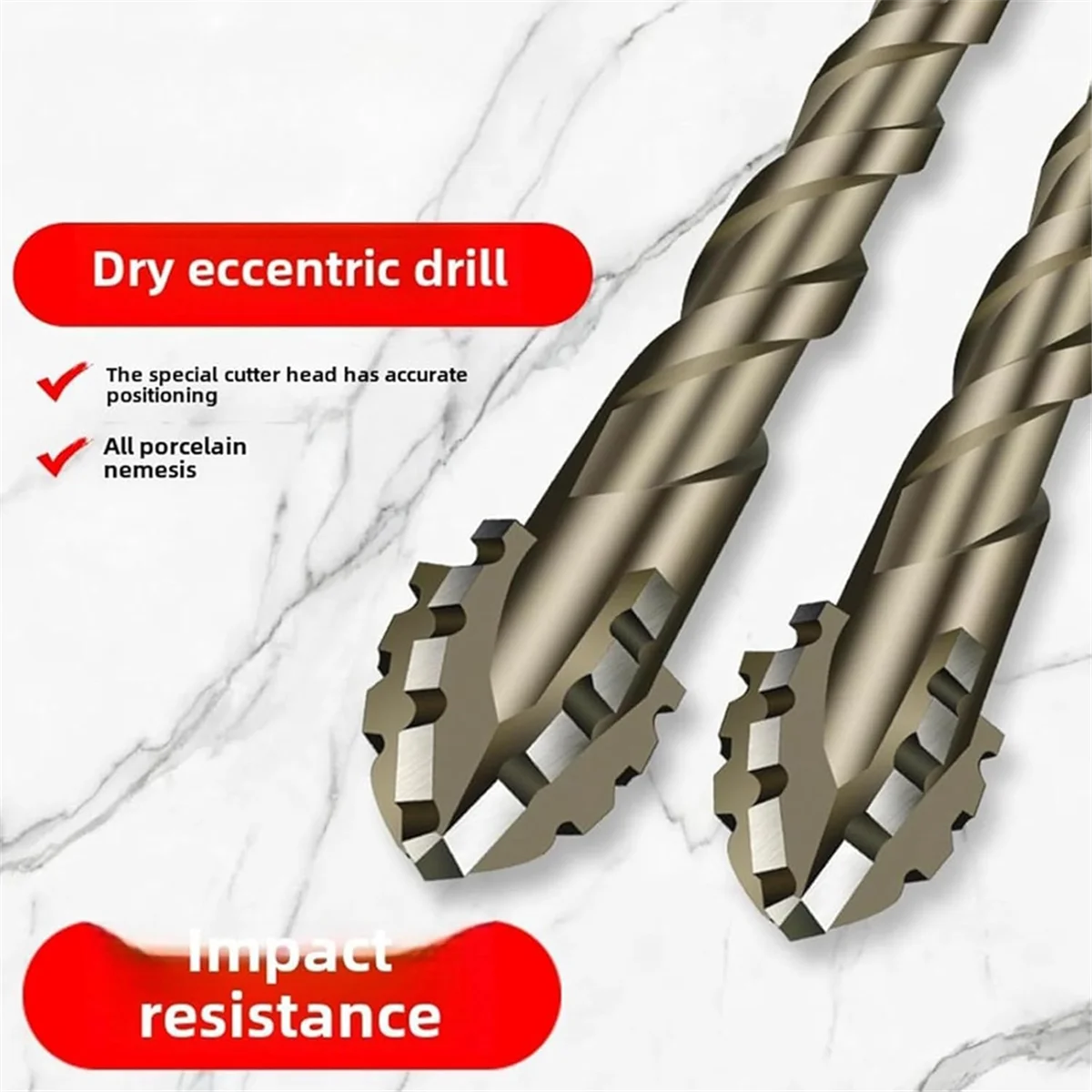 X09AFour-Flute Sawtooth Eccentric Drill Bit, Four Edged Serrated Eccentric Drill, Four-Flute Sawtooth Eccentric Drill Bit