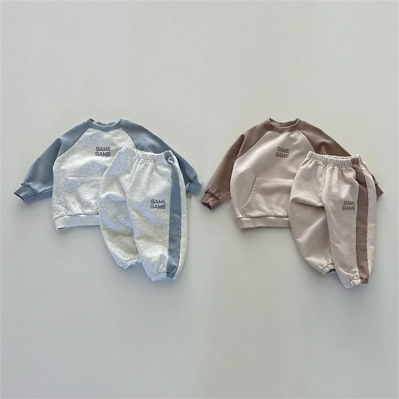 

2025 Autumn New Children Long Sleeve Clothes Set Boys Girls Letter Print Sweatshirt + Pants 2pcs Suit Kids Casual Sports Outfits