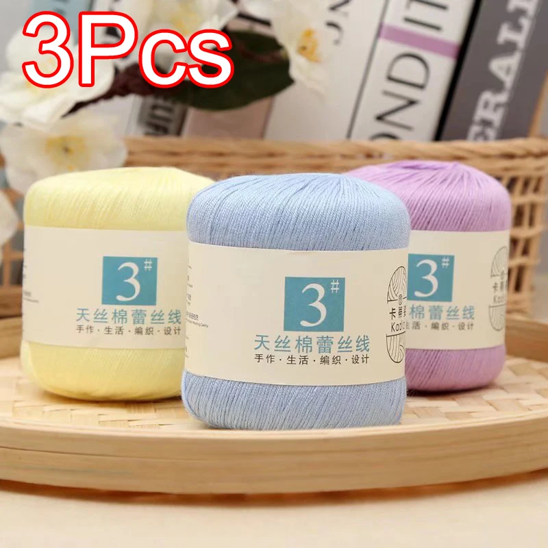 

3PCS total 120g Lace yarn hand knitting Mercerized Cotton Crochet Thread Embroidery knit Sweater Scarf line Crocheting amigurumi