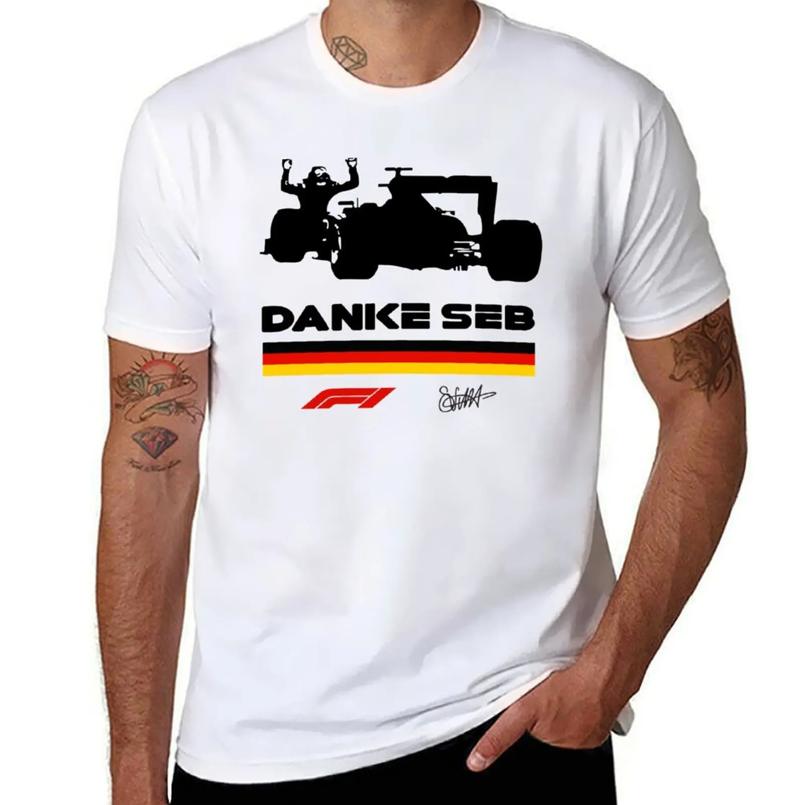 Danke Seb Sebastian Vettel T-Shirt plus size tops blue lock graphic t shirt vintage mens graphic t-shirts pack