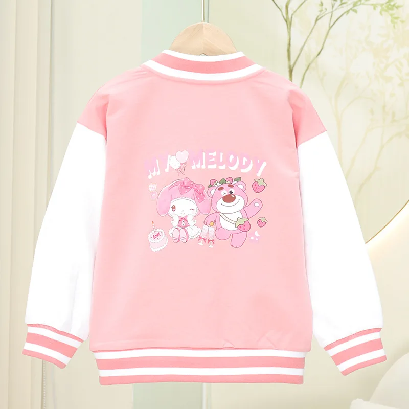 Jaqueta uniforme de beisebol de puro algodão para meninas, desenhos animados, moda fofa, Kuromi minha melodia, novo, versátil, presente, 2023