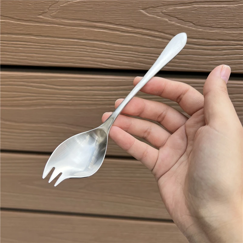 2 in 1 Multifunctional Flower shaped spoon fork integrated,304 stainless steel rice spoon fruit dessert fork