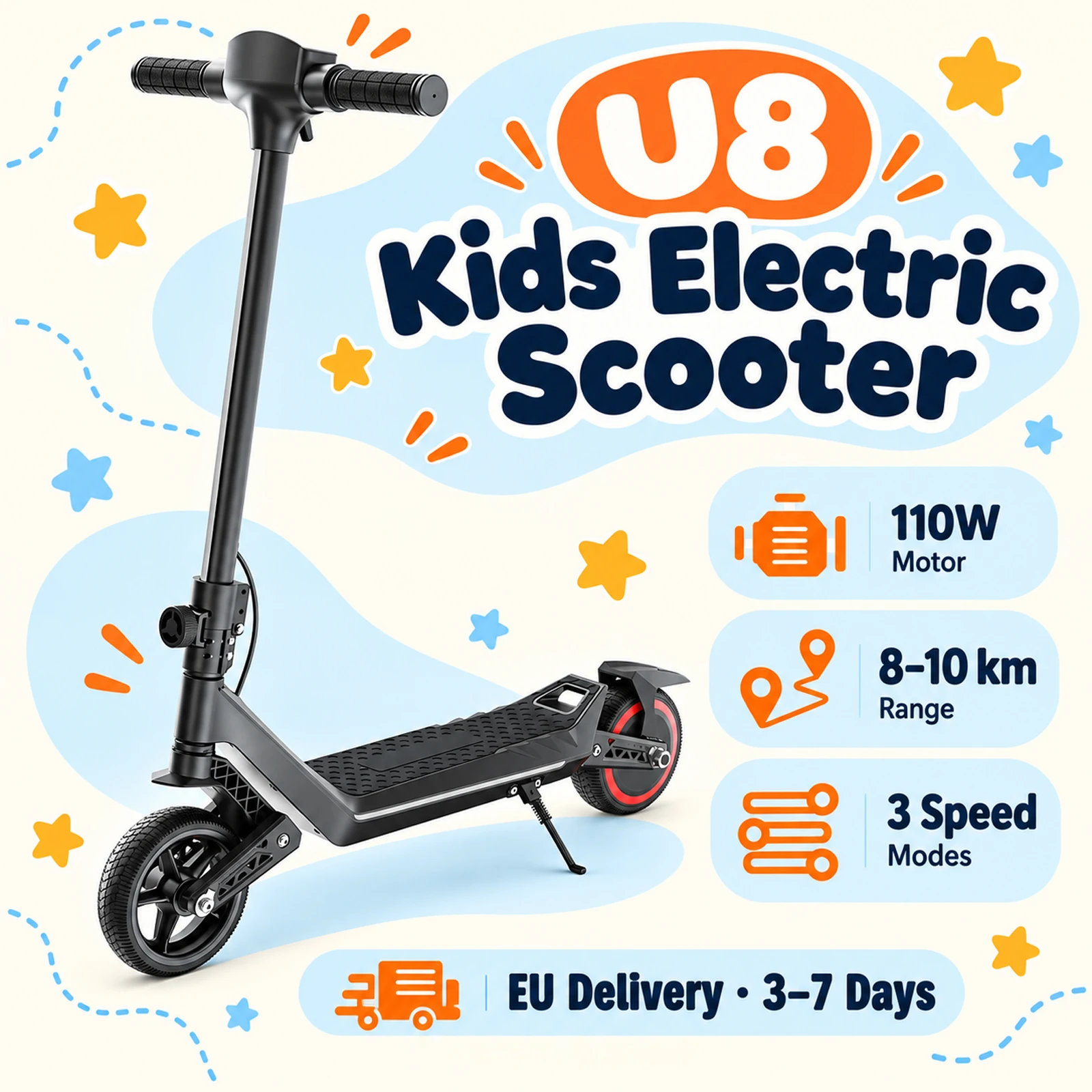 Patinete eléctrico para niños de 6 a 12 años, modelo AATOTMGO, con ruedas de 6,5 pulgadas, plegable, pantalla LED, 3 niveles de velocidad