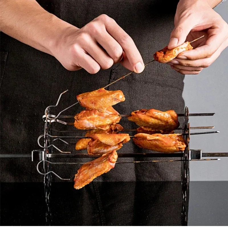 Edelstahl-Ofen-Grillkäfig, rotierende Grillspieße, hitzebeständig, antihaftbeschichtet, Kebab-Maker, Maschine, Luftfritteuse, elektrisches Ofenwerkzeug