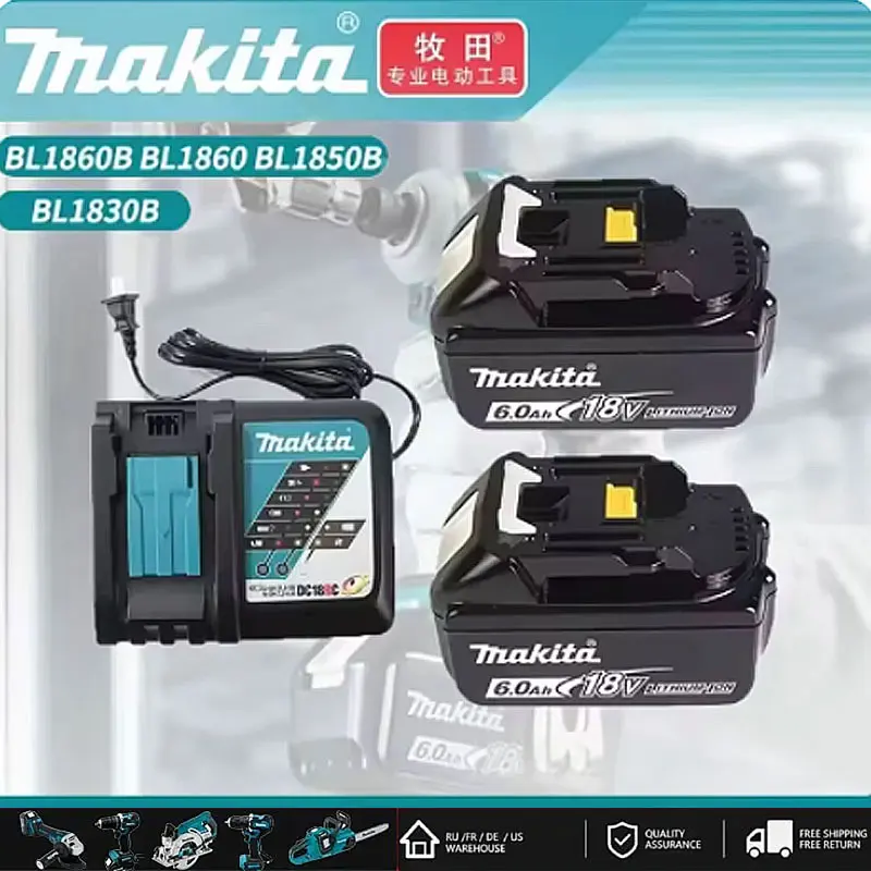 100% original Makita 6.0Ah/5.0Ah 18V Rechargeable Battery for Makita 18V BL1830 BL1830B  BL1850 BL1850B Power Tools