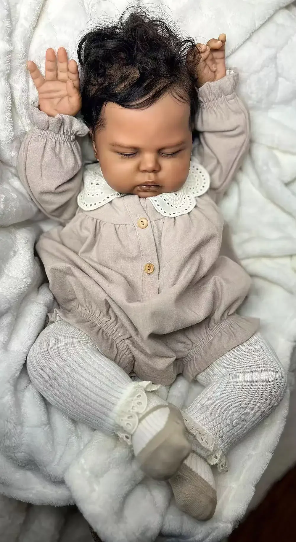 SINO-BB Customized Limited Supply 26inch Reborn Baby Pickle With Hand-Rooted Hair Dark kin Already Finished Doll different dress