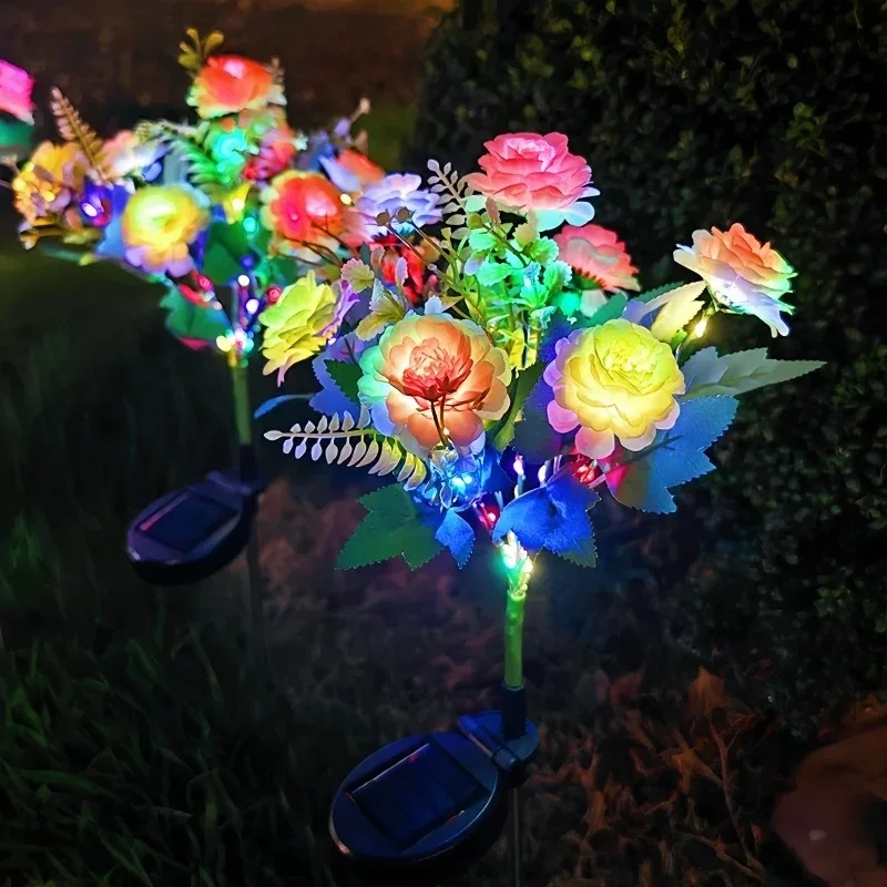 

Солнечные садовые фонари с имитацией цветка гибискуса, увеличенная солнечная панель, улучшенный уличный светильник для двора, двора, дорожки