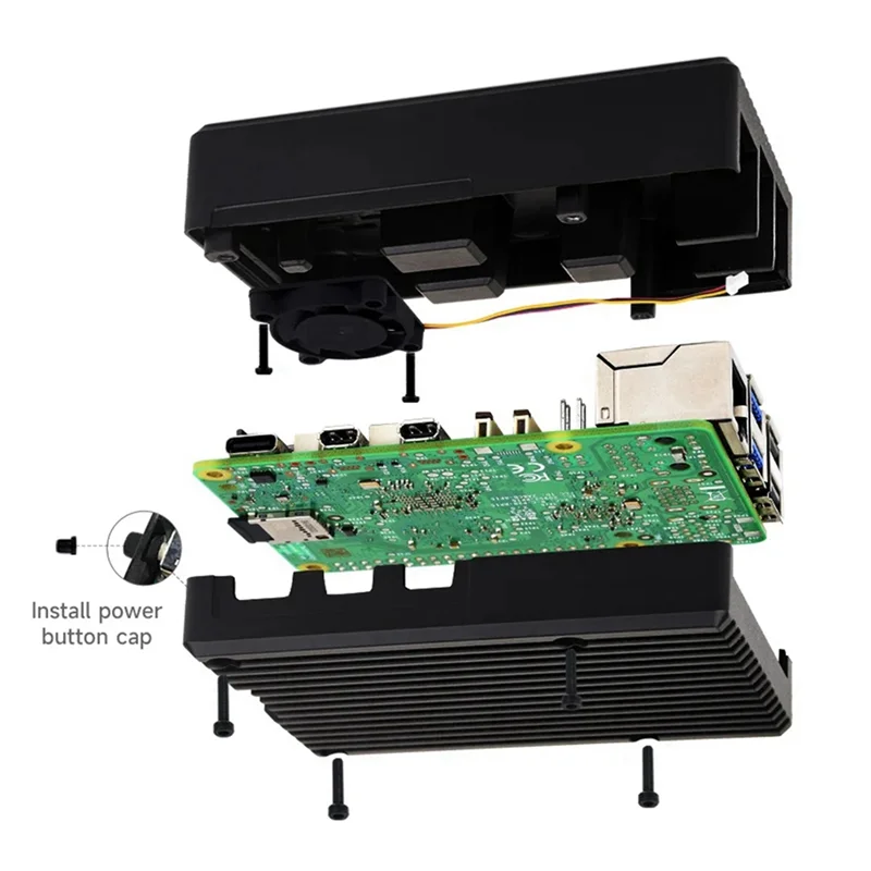 Para Raspberry Pi 5B Shell 5BE Radiante Alumínio Listrado Groove Shell