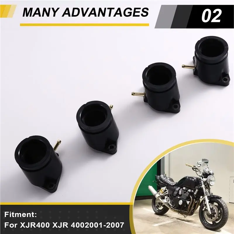 A30F-For Yamaha XJR400 Carb Carburetor Interface Intake Manifold Joint Boot Set Outlet For XJR 400 2001-2007