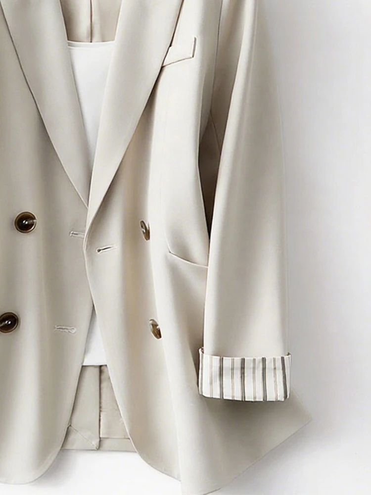 패션 여성 정장 재킷 솔리드 컬러 긴 소매 코트 스트라이프 패치워크 커프스 가을 겨울 우아한 출퇴근용 아우터웨어