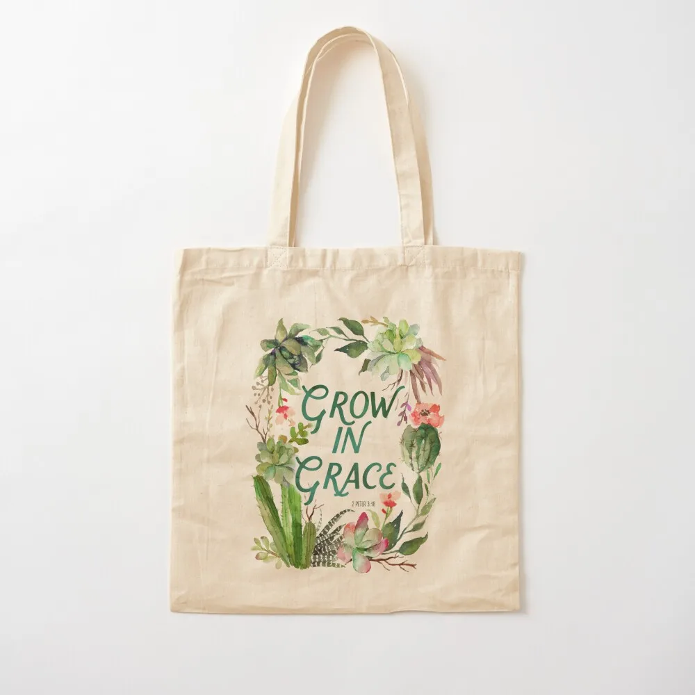 

Grow in Grace, watercolor, plants, plant lady, cactus, scripture, painted cactus, succulent, grace, grow Tote Bag Big bag