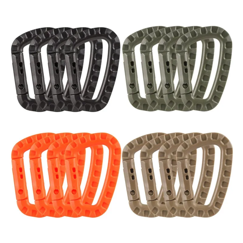 4pcs Carabiners Climbing D Rings Light Weight Spring Snap Gear Clip Hooks Backpack Hanging Buckle for Camping Hiking Fishing