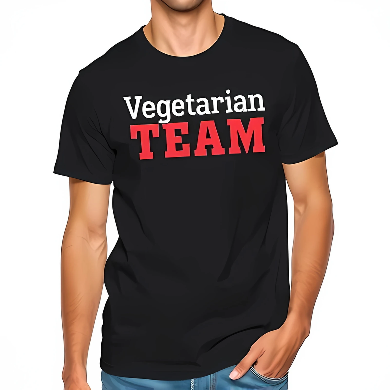 Футболка Bold Vegetarian TEAM Повседневная удобная повседневная одежда - Все хлопок