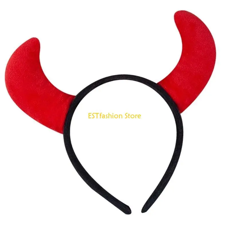 Y5GC Holiday Devil Horn Headwear Wasbaar Practical Halloween Cosplays Prop Comfortabele Fit Kids volwassenen Kostuum