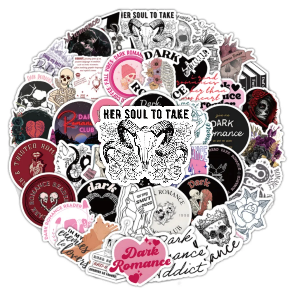 10/50/100Pcs Cool Dark Romance Reader Skull Stickers DIY Scrapbook Notebook Diary Guitar Skateboard Luggage Graffiti Sticker Toy