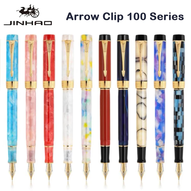 Jinhao 100 Fountain Pen Golden Arrow Clip Luxury Executive Pens M/F/EF Nib Writing ink Pens Stationery Office School Supplies