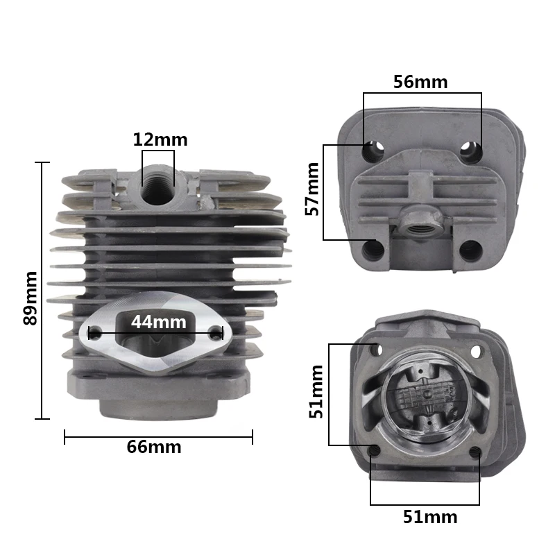 XCAN 1 Set 58CC Dual Channel Cylinder and Piston Set for Chain Saw Brush Cutter Accessories Garden Tool Parts Cylinder Piston