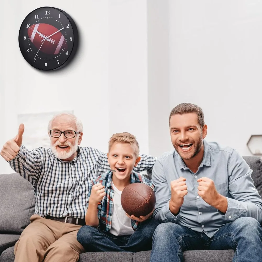 

Modern Plastic Rugby Wall Clock Round Battery Operated Wall Mounted Clock Funny Decoration Clock Game Room