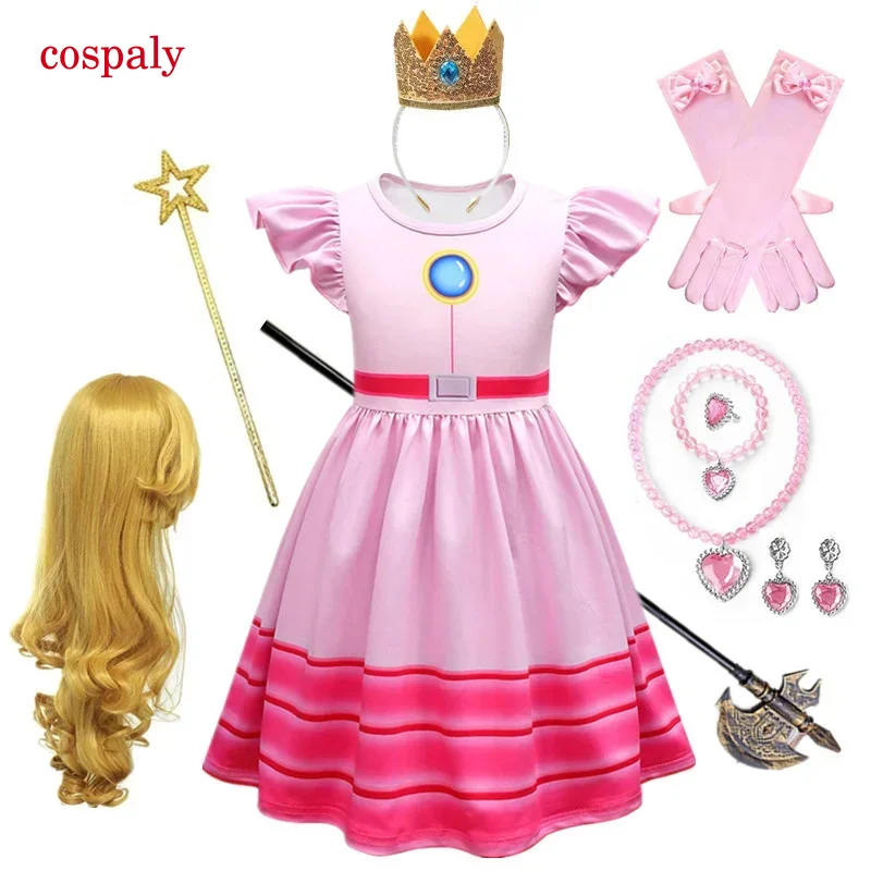 A Peach Princess Dress For Girl Children Stage Performance Clothes Kids Birthday Carnival Party Outfits Halloween Cosplay Costum