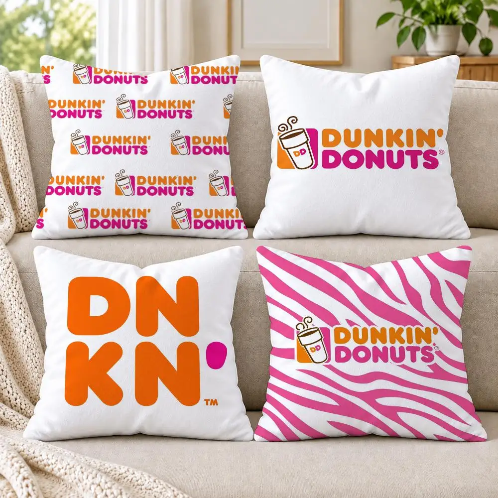 Food Dunkin' Donuts Cushion Cover Short Plush Double-Sided Printing Sofa Bedroom Living Room Throw Pillow Cover Home Decor