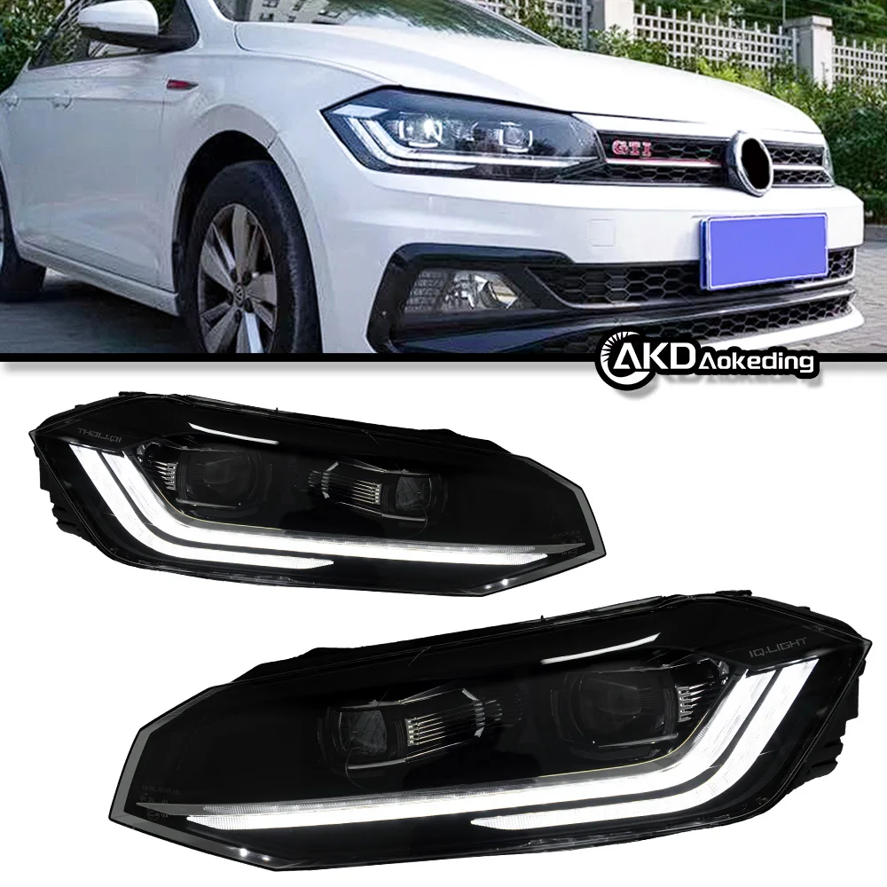 Auto Parts For Polo Virtus Headlights 2019-2022Polo latest Styling LED Daytime Lights Dual Projector Car Accesorios Modified