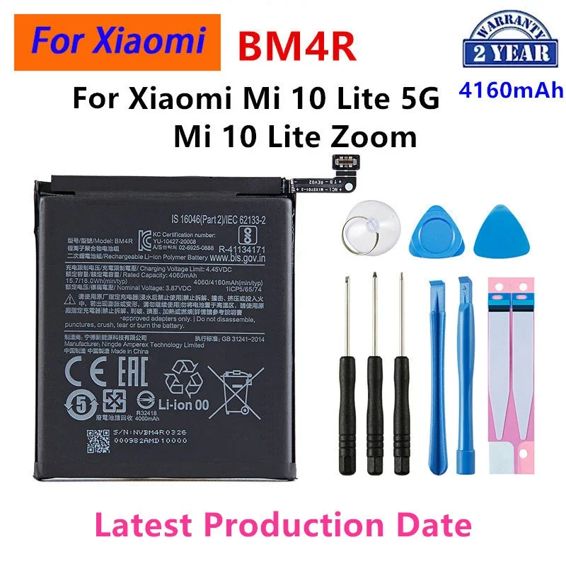 

100% Orginal BM4R 4160mAh Battery For Xiaomi Mi 10 Lite 5G/Mi 10 Lite Zoom Phone Replacement Batteries+Tools