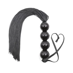 31cm Four Bead Strings Handle Silicone Tassel Horse Whip Riding Crop Flogger Paddle Slapper Horse Training Dressage Whips