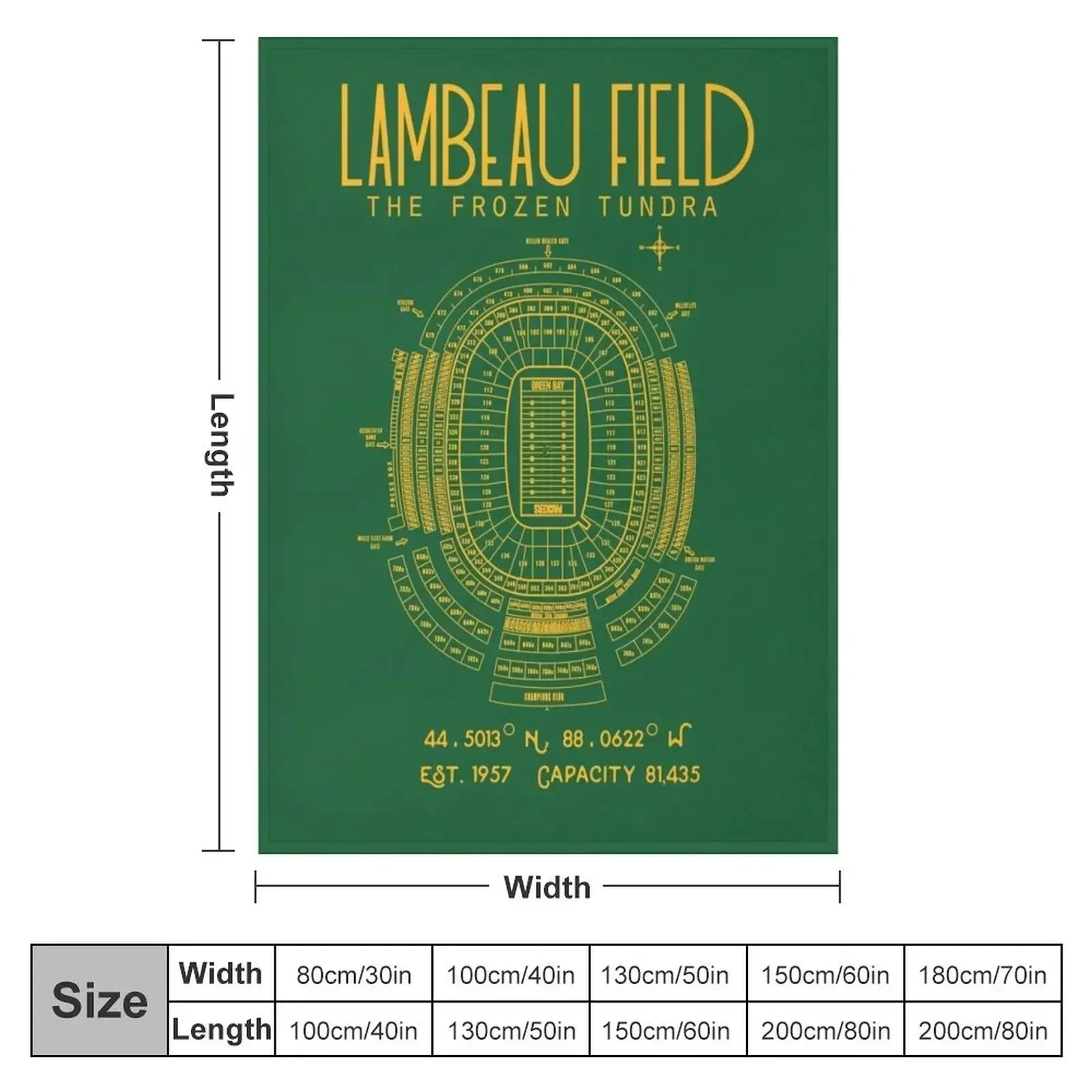 Green Bay Packers Lambeau Field Stadium Poster Print Throw Blanket Single cosplay anime Polar Blankets