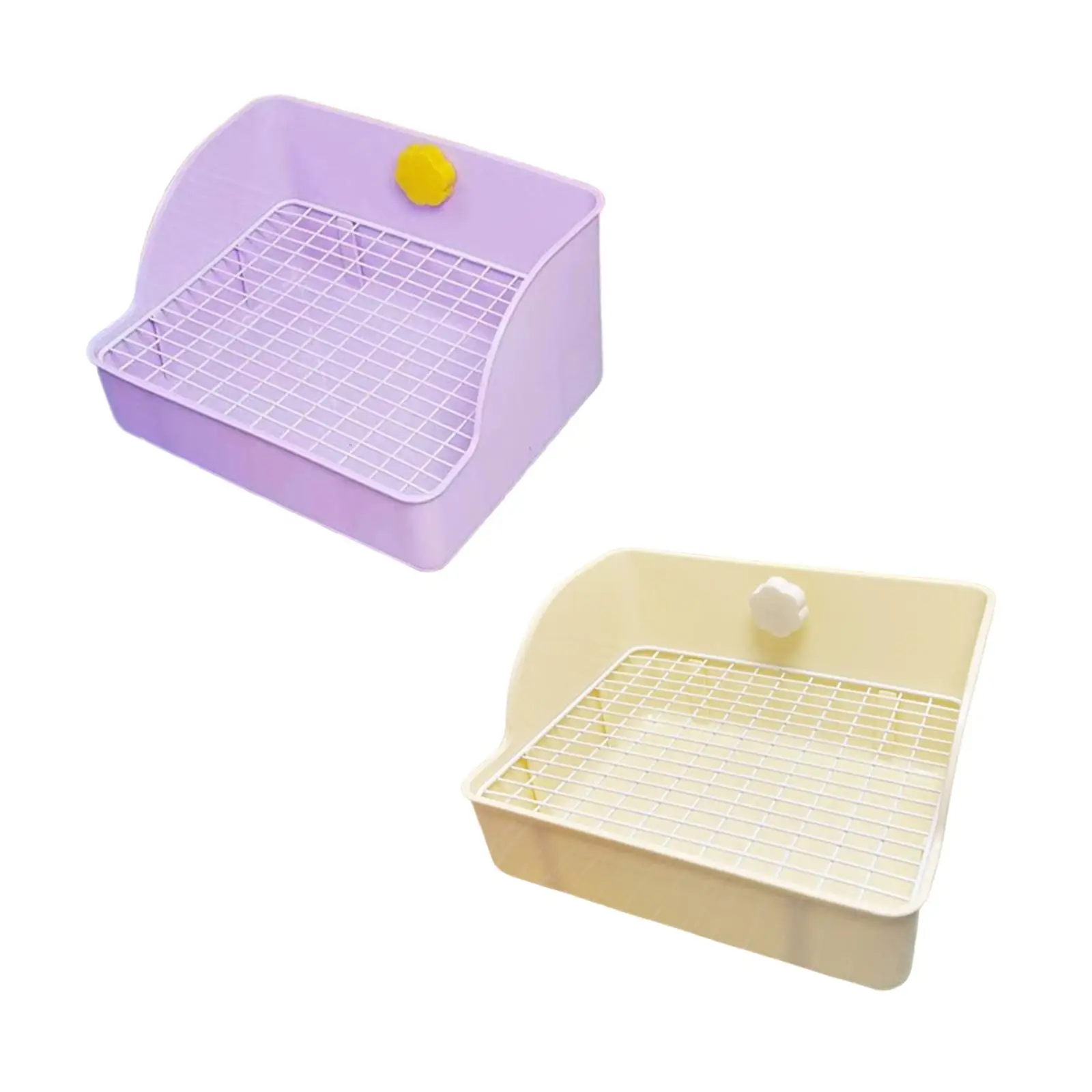 Bunny Litter Pan Cage Toilet with Grate Anti Splashing Small Animals Litter Tray Pet Corner Toilet with Mesh for Chinchillas