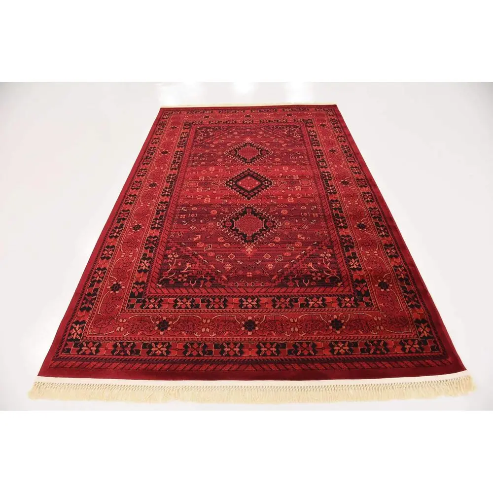 Sheibani Tekke Area Rug - 5'3 x 8' Red and Black Rectangle