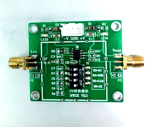 TLC2201 module I/V converter TIA cross resistance amplification pA nA uA mA 4-speed optional