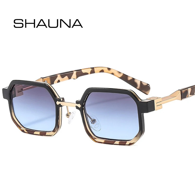 

SHAUNA New Small Square Punk Sunglasses Women Fashion Double Color Eyewear Shades UV400 Men Gradient Sun Glasses