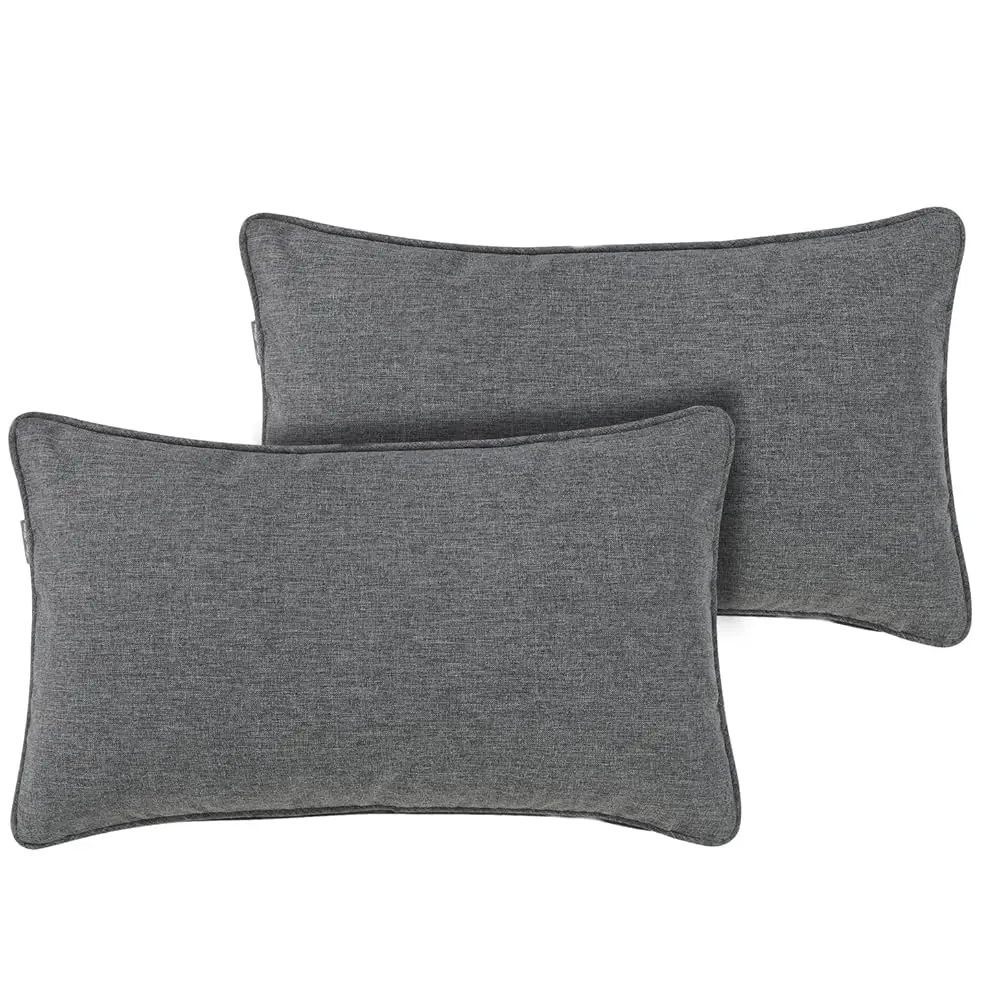 

Set Of 2 Patio Lumbar Pillows With Insert, 12”X20” Water-Repellent Fade Resistant Outdoor Lumbar Pillow, Decorative Garden All