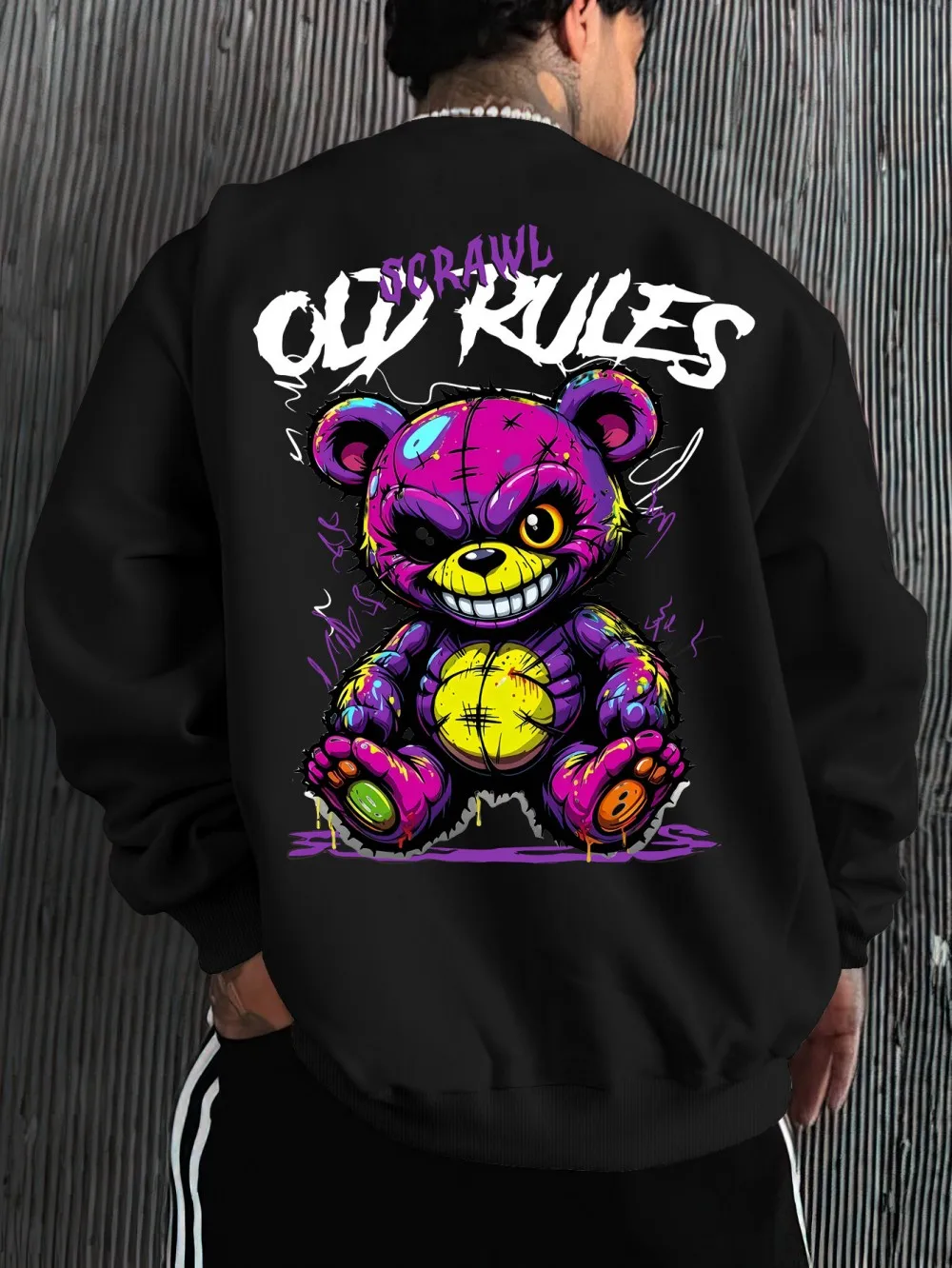 Sudadera con capucha de manga larga suave y cómoda con estampado de letras de oso de peluche a la moda de otoño para hombres europeos y americanos top de calle al aire libre