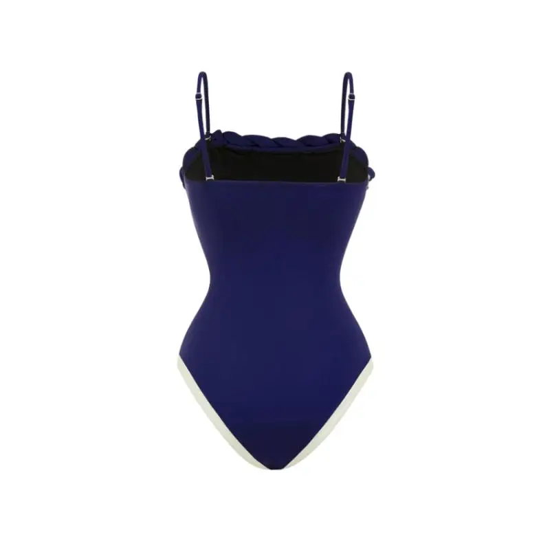 Flaxmaker 2026 Women Summer Contexture Color Blocking Swimsuit Set(s) Elegant One Piece Swimwear And Skirt Female Beachwear